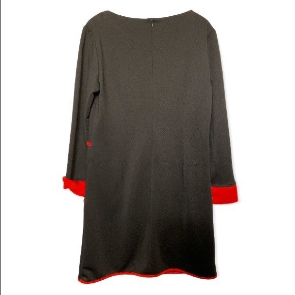 Vintage Mod Mini Dress Black Pockets Color Block Scoop Neck red piping size L - Picture 10 of 17